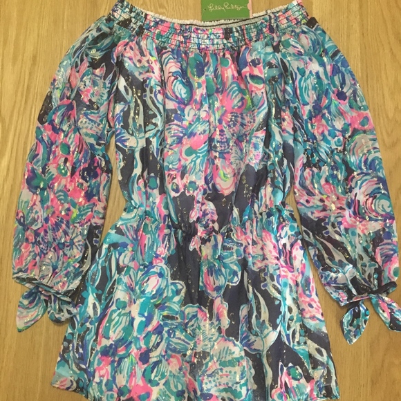 Lilly Pulitzer Pants - NWT Lilly Pulitzer Off Shoulder Myri Romper